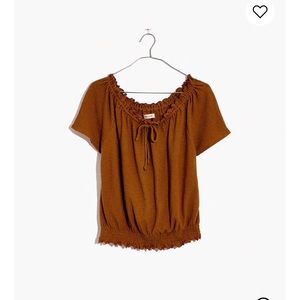 Madewell texture & thread drawstring top in white